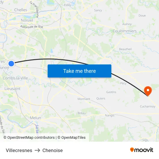 Villecresnes to Chenoise map