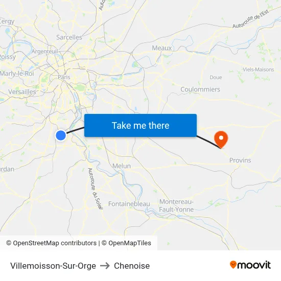 Villemoisson-Sur-Orge to Chenoise map