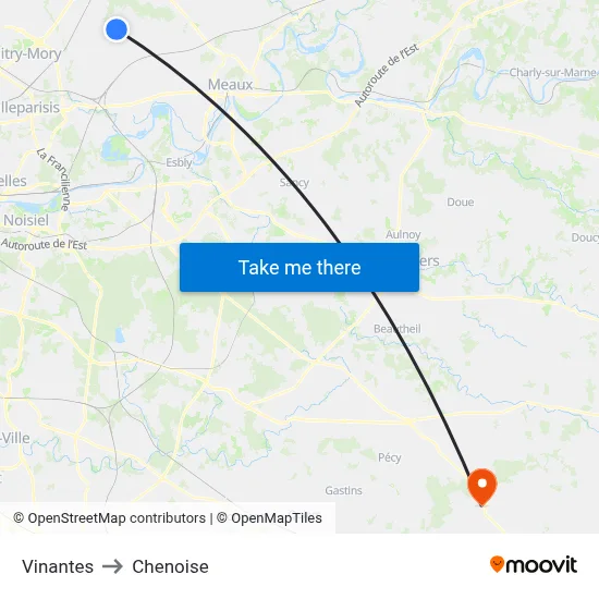 Vinantes to Chenoise map