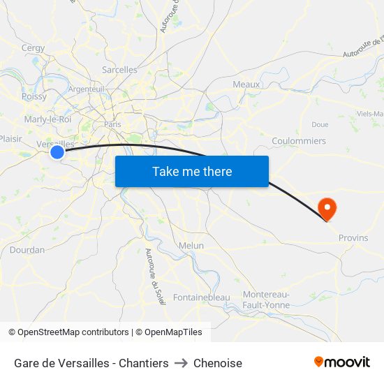 Gare de Versailles - Chantiers to Chenoise map