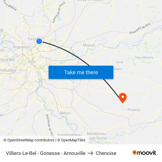 Villiers-Le-Bel - Gonesse - Arnouville to Chenoise map