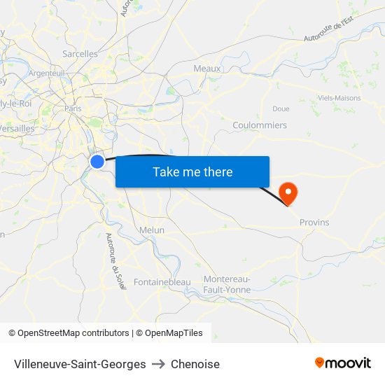Villeneuve-Saint-Georges to Chenoise map