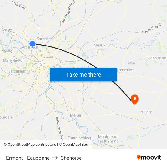Ermont - Eaubonne to Chenoise map