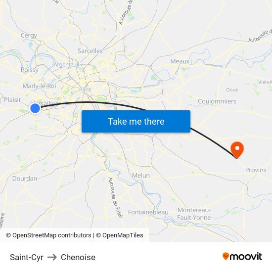 Saint-Cyr to Chenoise map