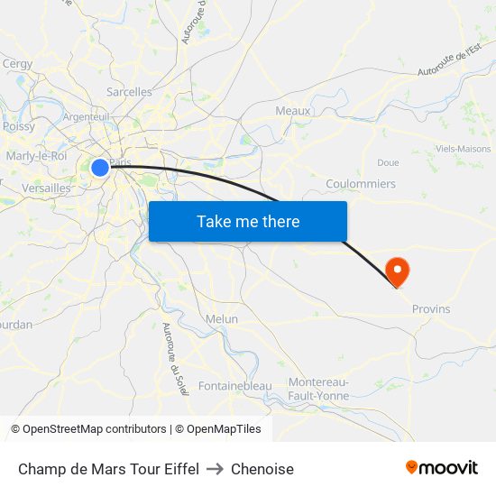 Champ de Mars Tour Eiffel to Chenoise map