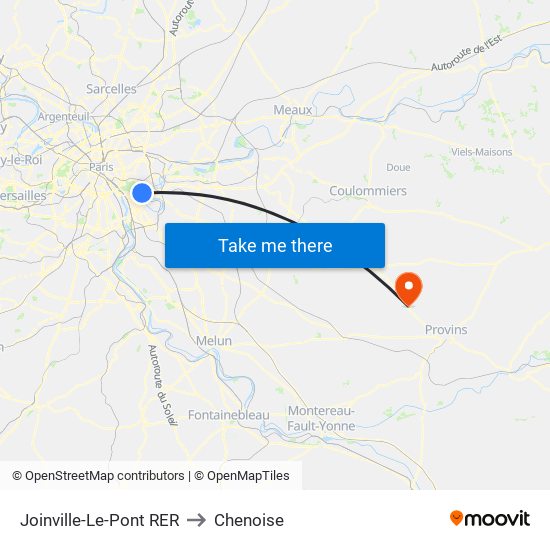 Joinville-Le-Pont RER to Chenoise map