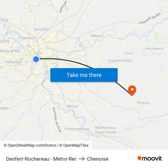 Denfert-Rochereau - Métro-Rer to Chenoise map