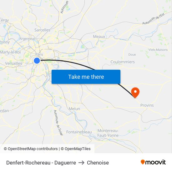 Denfert-Rochereau - Daguerre to Chenoise map