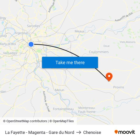 La Fayette - Magenta - Gare du Nord to Chenoise map