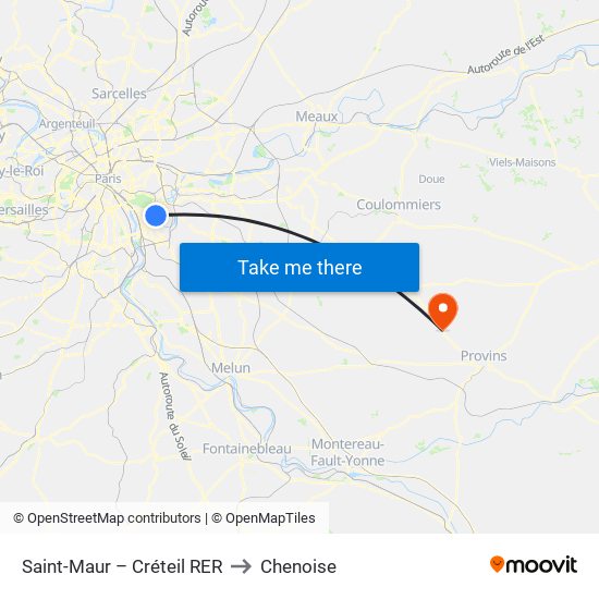 Saint-Maur – Créteil RER to Chenoise map