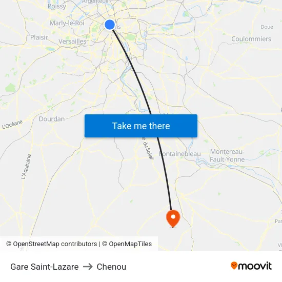 Gare Saint-Lazare to Chenou map