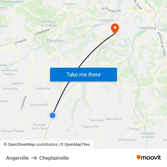 Angerville to Cheptainville map