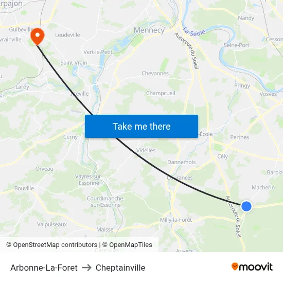 Arbonne-La-Foret to Cheptainville map