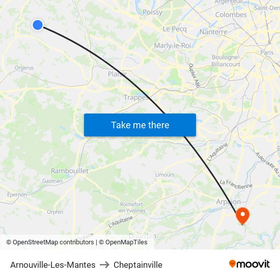 Arnouville-Les-Mantes to Cheptainville map