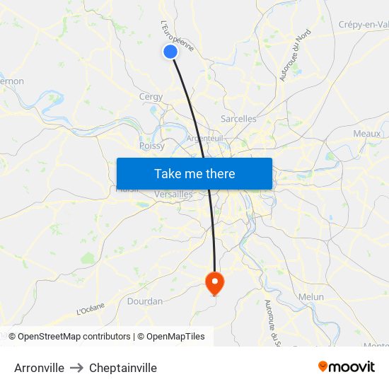 Arronville to Cheptainville map