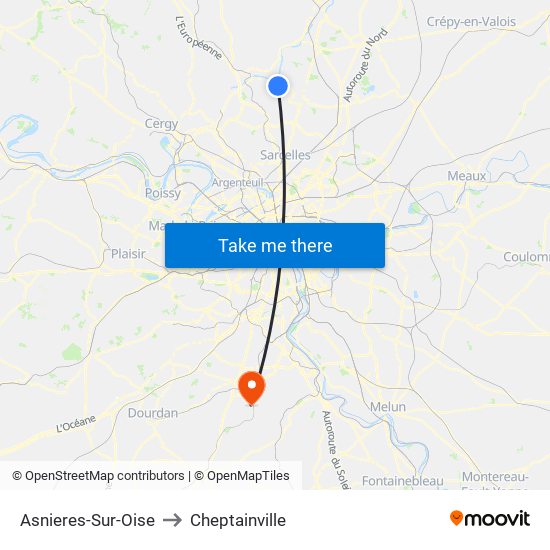 Asnieres-Sur-Oise to Cheptainville map