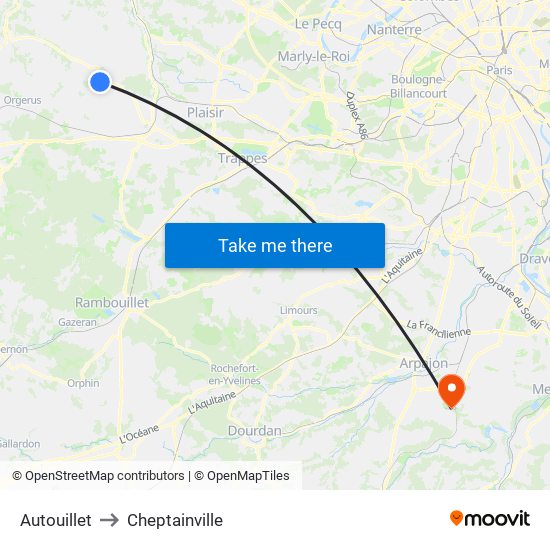Autouillet to Cheptainville map
