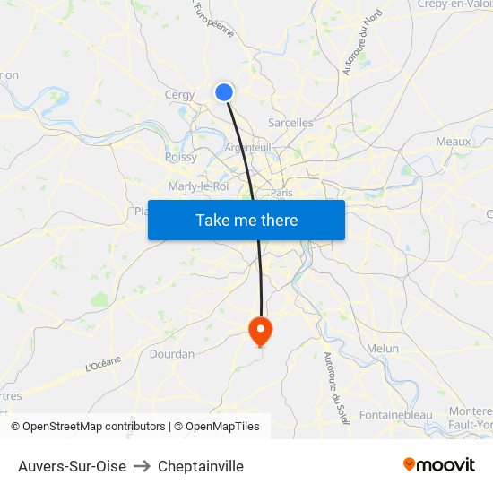 Auvers-Sur-Oise to Cheptainville map