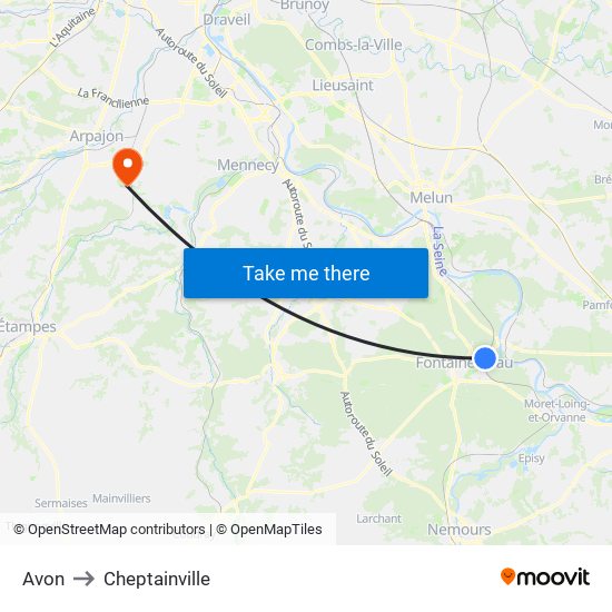 Avon to Cheptainville map