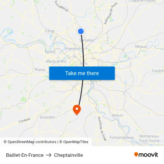 Baillet-En-France to Cheptainville map
