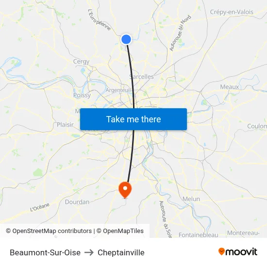 Beaumont-Sur-Oise to Cheptainville map
