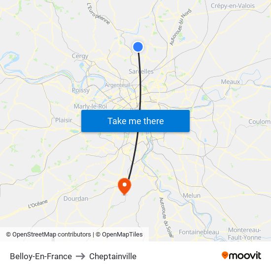 Belloy-En-France to Cheptainville map