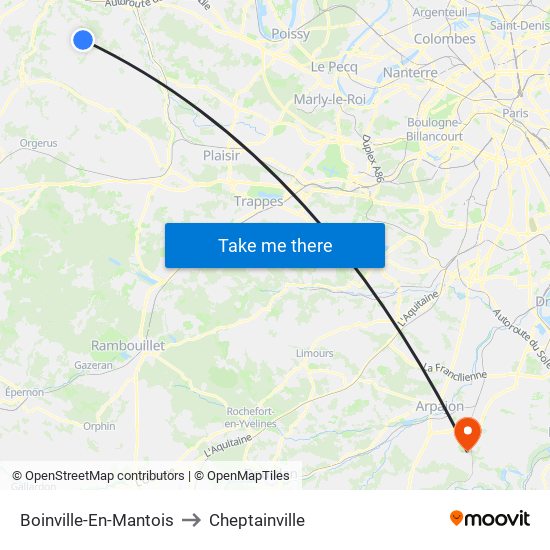 Boinville-En-Mantois to Cheptainville map