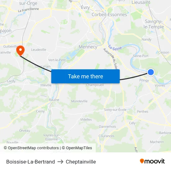 Boissise-La-Bertrand to Cheptainville map