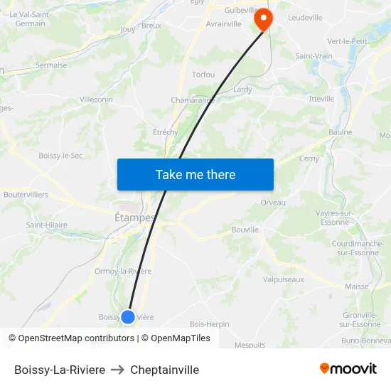Boissy-La-Riviere to Cheptainville map