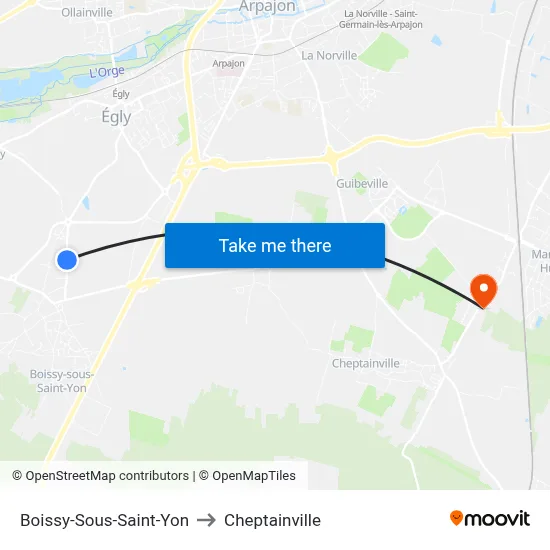 Boissy-Sous-Saint-Yon to Cheptainville map