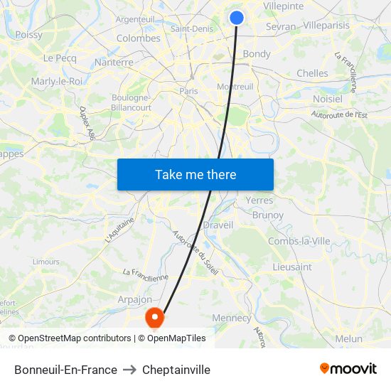 Bonneuil-En-France to Cheptainville map