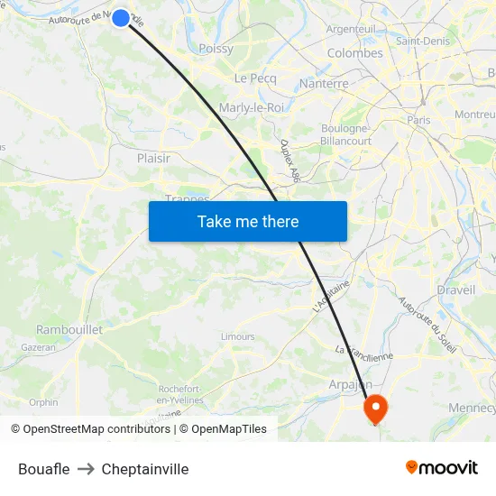 Bouafle to Cheptainville map