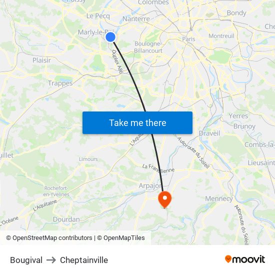 Bougival to Cheptainville map