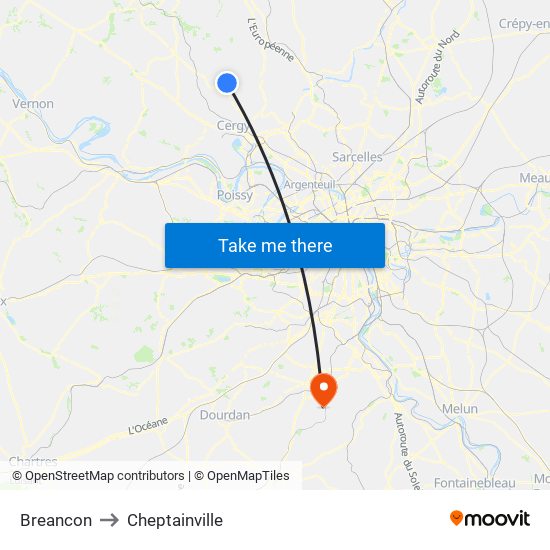 Breancon to Cheptainville map
