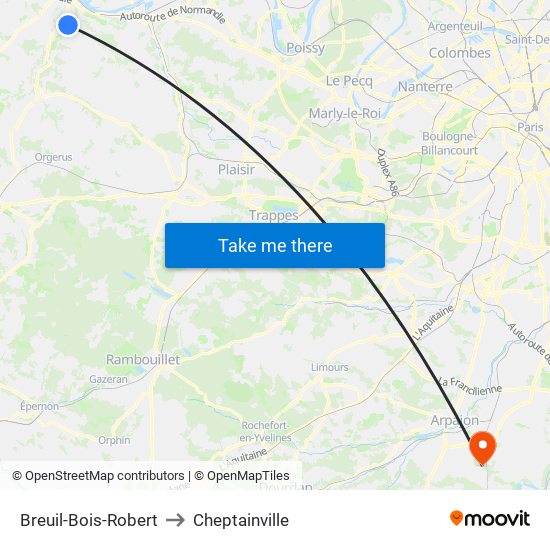 Breuil-Bois-Robert to Cheptainville map