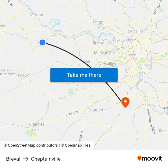 Breval to Cheptainville map