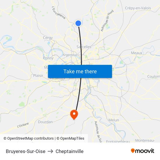 Bruyeres-Sur-Oise to Cheptainville map