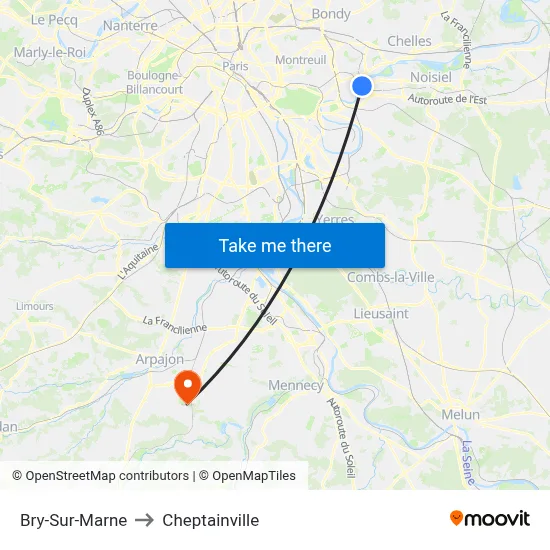 Bry-Sur-Marne to Cheptainville map