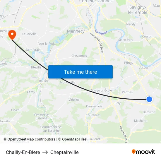 Chailly-En-Biere to Cheptainville map