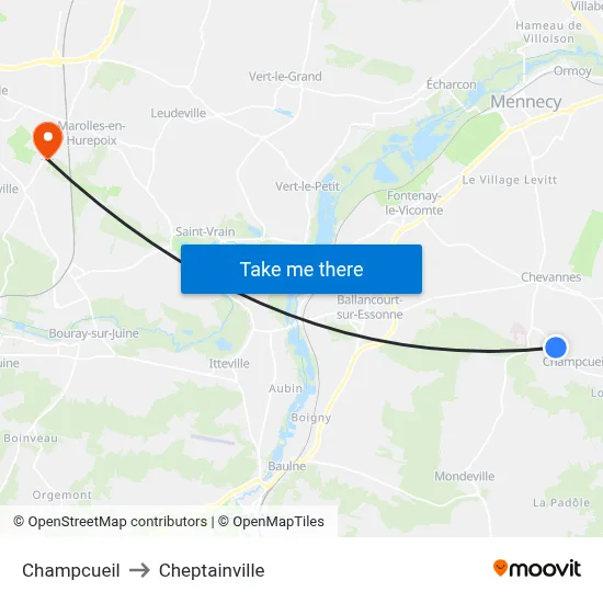 Champcueil to Cheptainville map