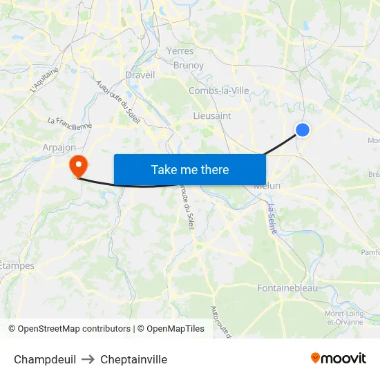Champdeuil to Cheptainville map