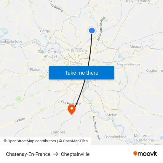 Chatenay-En-France to Cheptainville map