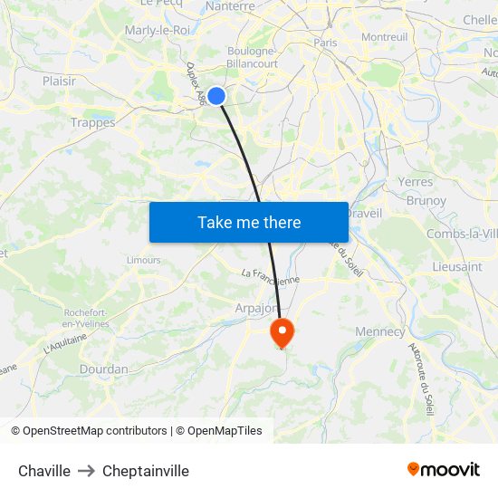 Chaville to Cheptainville map
