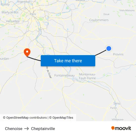 Chenoise to Cheptainville map