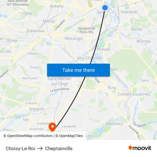 Choisy-Le-Roi to Cheptainville map