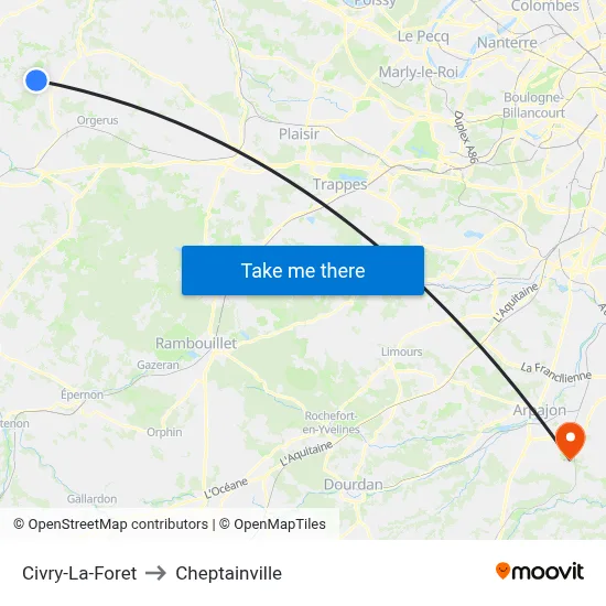 Civry-La-Foret to Cheptainville map