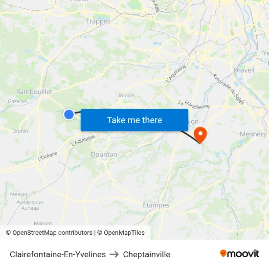 Clairefontaine-En-Yvelines to Cheptainville map