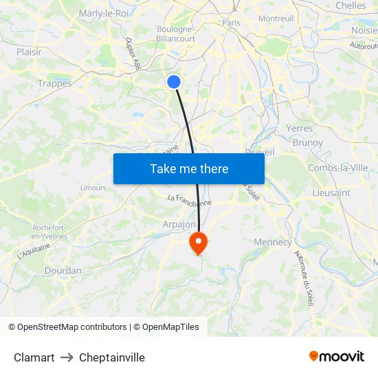 Clamart to Cheptainville map