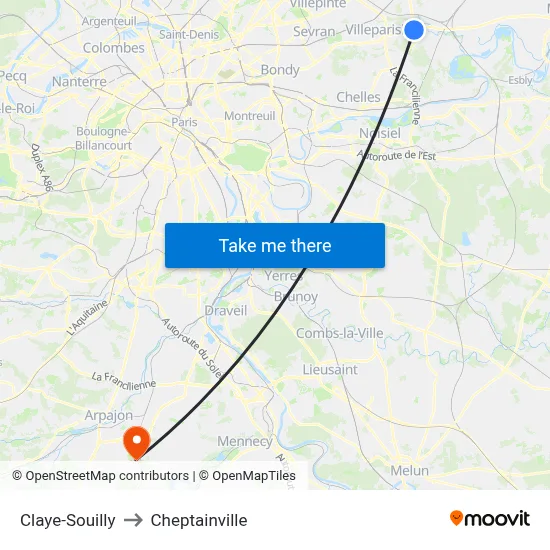 Claye-Souilly to Cheptainville map