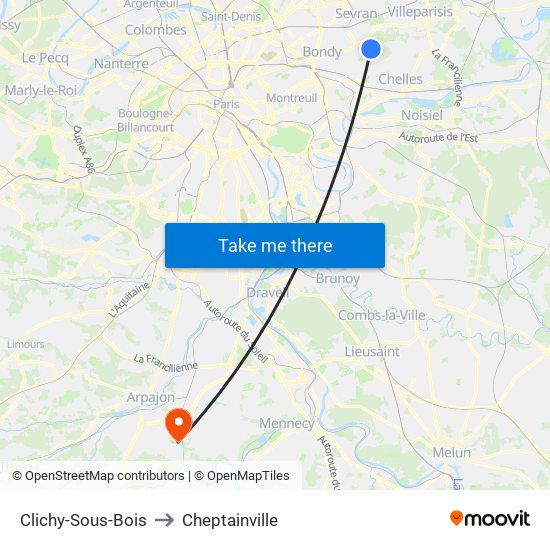 Clichy-Sous-Bois to Cheptainville map